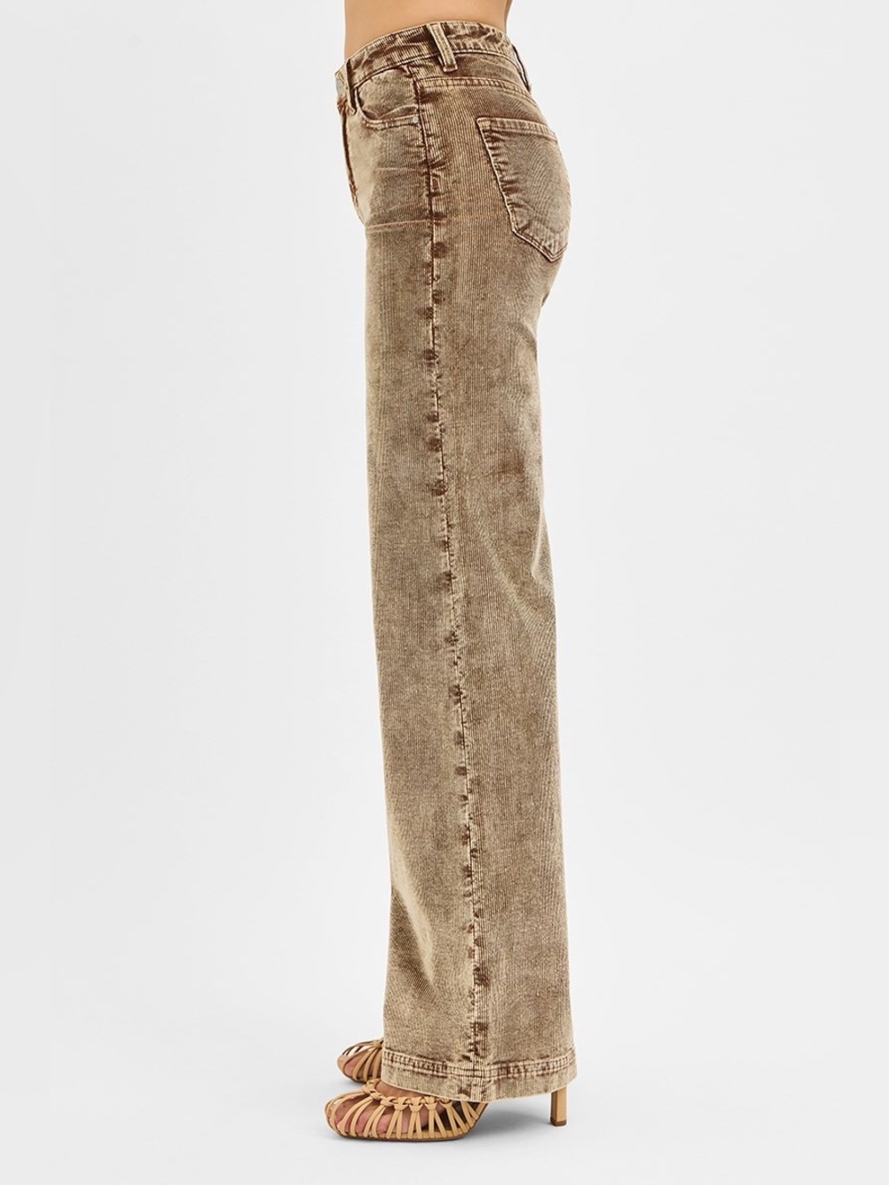 PW21322X MOCHA PLUS Risen High Rise Wide Leg Corduroy Pants - Picture 2 of 4
